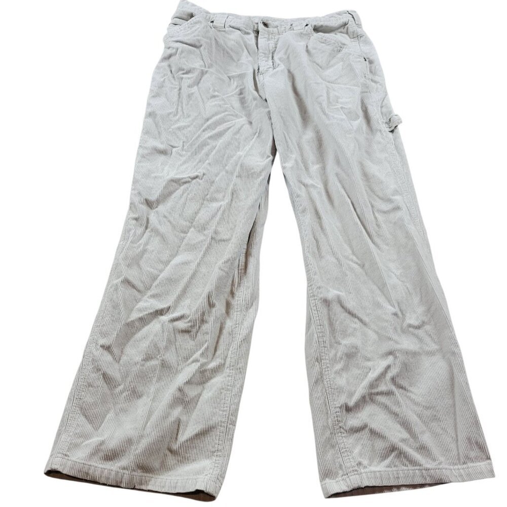 Vintage Lee Dungaree Corduroy Pants Mens 34x28.5 Tag 34x30 Beige Carpenter